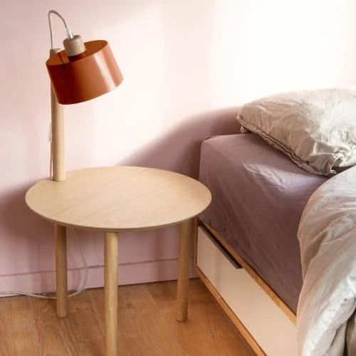 DIZY Design Tables De Chevet Table De Chevet Avec Lampe En Chêne Et Métal Terracotta 4 DIZY Design Tables De Chevet Table De Chevet Avec Lampe En Chêne Et Métal Terracotta – Image 2