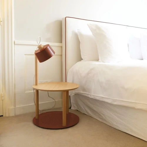 DIZY Design Tables De Chevet Table De Chevet Avec Lampe En Chêne Et Métal Terracotta 4 DIZY Design Tables De Chevet Table De Chevet Avec Lampe En Chêne Et Métal Terracotta – Image 2