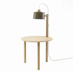 DIZY Design Tables De Chevet Table De Chevet Avec Lampe En Chêne Et Métal Vernis BRUT