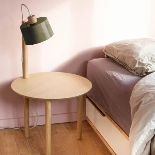 DIZY Design Tables De Chevet Table De Chevet Avec Lampe En Chêne Et Métal Vernis BRUT 4 DIZY Design Tables De Chevet Table De Chevet Avec Lampe En Chêne Et Métal Vernis BRUT – Image 2