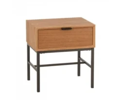 Meubles & Design Tables De Chevet Table De Chevet Avec Tiroir En Bois Et Métal -SURMATELAS Soldes table de chevet avec tiroir en bois et metal 2