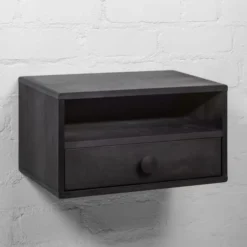 WOODEK Tables De Chevet Table De Chevet Avec Tiroir En Bouleau Noir -SURMATELAS Soldes table de chevet avec tiroir en bouleau noir 3