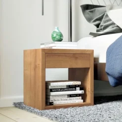 WOODEK Tables De Chevet Table De Chevet Avec Tiroir En Chêne Massif Huilé -SURMATELAS Soldes table de chevet avec tiroir en chene massif huile 3