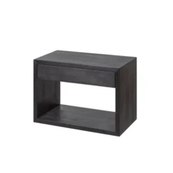 WOODEK Tables De Chevet Table De Chevet Avec Tiroir En Hêtre Noir Grand -SURMATELAS Soldes table de chevet avec tiroir en hetre noir grand 3