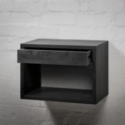 WOODEK Tables De Chevet Table De Chevet Avec Tiroir En Hêtre Noir Grand -SURMATELAS Soldes table de chevet avec tiroir en hetre noir grand 5