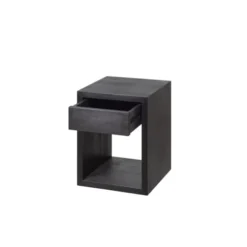 WOODEK Tables De Chevet Table De Chevet Avec Tiroir En Hêtre Noir Petit -SURMATELAS Soldes table de chevet avec tiroir en hetre noir petit 3