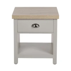 Beliani Tables De Chevet Table De Chevet Avec Tiroir Gris Et Effet Bois Clair -SURMATELAS Soldes table de chevet avec tiroir gris et effet bois clair 2
