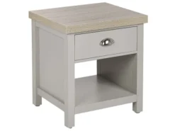 Beliani Tables De Chevet Table De Chevet Avec Tiroir Gris Et Effet Bois Clair