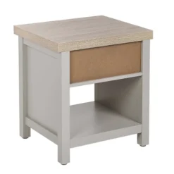 Beliani Tables De Chevet Table De Chevet Avec Tiroir Gris Et Effet Bois Clair -SURMATELAS Soldes table de chevet avec tiroir gris et effet bois clair 4