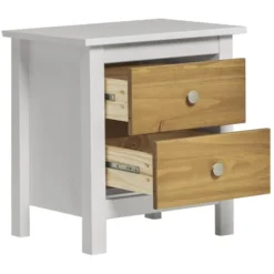 HOMN Tables De Chevet Table De Chevet Blanc 2 Tiroirs, Fabriqué En Bois De Pin Massif -SURMATELAS Soldes table de chevet blanc 2 tiroirs fabrique en bois de pin massif 2