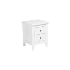 Beliani Tables De Chevet Table De Chevet Blanche à 2 Tiroirs -SURMATELAS Soldes table de chevet blanche a 2 tiroirs 3