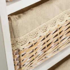 Wadiga Tables De Chevet Table De Chevet Bois 1 Tiroir + 3 Paniers 40x29x73cm -SURMATELAS Soldes table de chevet bois 1 tiroir 3 paniers 40x29x73cm 4