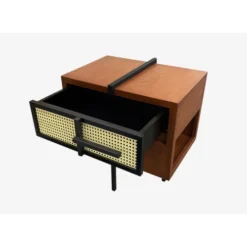 Artecosy Tables De Chevet Table De Chevet Bois Et Métal Noyer -SURMATELAS Soldes table de chevet bois et metal noyer 1