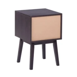 Beliani Tables De Chevet Table De Chevet Bois Foncé Avec Motif Floral -SURMATELAS Soldes table de chevet bois fonce avec motif floral 3