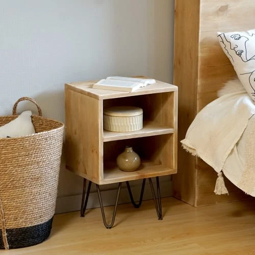 Dendro Tables De Chevet Table De Chevet Bois Massif Pied Métal 4 Dendro Tables De Chevet Table De Chevet Bois Massif Pied Métal – Image 2