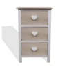 Mobili Rebecca Tables De Chevet Table De Chevet Coeur Avec 3 Tiroirs En Bois Blanc Et Beige -SURMATELAS Soldes table de chevet coeur avec 3 tiroirs en bois blanc et beige
