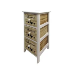 Mobili Rebecca Tables De Chevet Table De Chevet Coeur Home 3 Tiroirs En Bois Marron Et Blanc -SURMATELAS Soldes table de chevet coeur home 3 tiroirs en bois marron et blanc 1
