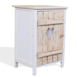 Mobili Rebecca Tables De Chevet Table De Chevet Coeurs Avec 1 Porte En Bois Blanc Et Beige -SURMATELAS Soldes table de chevet coeurs avec 1 porte en bois blanc et beige 3