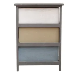 Mobili Rebecca Tables De Chevet Table De Chevet Colorée Avec 3 Tiroirs En Bois Gris Bleu Et Blanc -SURMATELAS Soldes table de chevet coloree avec 3 tiroirs en bois gris bleu et blanc 4