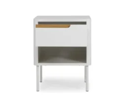 Meubles & Design Tables De Chevet Table De Chevet Contemporaine Avec Tiroir Blanc -SURMATELAS Soldes table de chevet contemporaine avec tiroir blanc 3