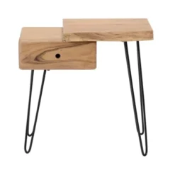 Terre De Nuit Tables De Chevet Table De Chevet Côté Droit 1 Tiroir 1 Plateau Bois Foncé Naturel -SURMATELAS Soldes table de chevet cote droit 1 tiroir 1 plateau bois fonce naturel 2