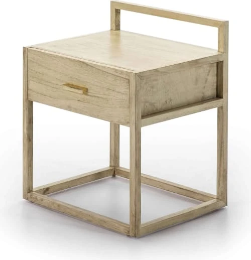 Thai Natura Tables De Chevet Table De Chevet Cubique En Bois Couleur Beige Clair Et Doré 3 Thai Natura Tables De Chevet Table De Chevet Cubique En Bois Couleur Beige Clair Et Doré