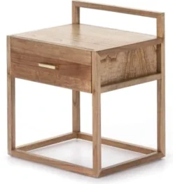 Thai Natura Tables De Chevet Table De Chevet Cubique En Bois Couleur Clair Et Doré -SURMATELAS Soldes table de chevet cubique en bois couleur clair et dore 4