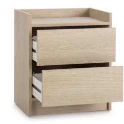 HOMN Tables De Chevet Table De Chevet De 2 Tiroirs, Couleur Chêne -SURMATELAS Soldes table de chevet de 2 tiroirs couleur chene 2