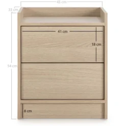 HOMN Tables De Chevet Table De Chevet De 2 Tiroirs, Couleur Chêne -SURMATELAS Soldes table de chevet de 2 tiroirs couleur chene 3