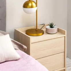 HOMN Tables De Chevet Table De Chevet De 2 Tiroirs, Couleur Chêne -SURMATELAS Soldes table de chevet de 2 tiroirs couleur chene 5