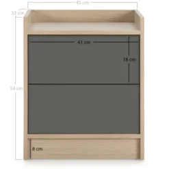 HOMN Tables De Chevet Table De Chevet De 2 Tiroirs, Couleur Chêne/gris -SURMATELAS Soldes table de chevet de 2 tiroirs couleur chene gris 2