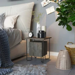 Toilinux Tables De Chevet Table De Chevet Design Marron -SURMATELAS Soldes table de chevet design marron 1