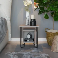 Toilinux Tables De Chevet Table De Chevet Design Marron -SURMATELAS Soldes table de chevet design marron 8