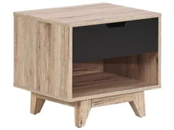 Beliani Tables De Chevet Table De Chevet Effet Bois Clair Noir