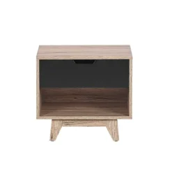 Beliani Tables De Chevet Table De Chevet Effet Bois Clair Noir -SURMATELAS Soldes table de chevet effet bois clair noir 3