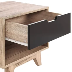 Beliani Tables De Chevet Table De Chevet Effet Bois Clair Noir -SURMATELAS Soldes table de chevet effet bois clair noir 5