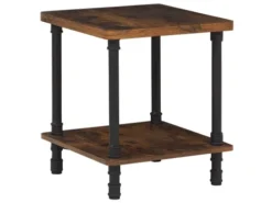 Beliani Tables De Chevet Table De Chevet Effet Bois Foncé Et Noire