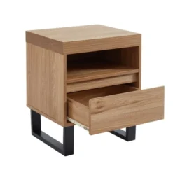 Baita Tables De Chevet Table De Chevet Effet Chêne Pieds En Métal Noir -SURMATELAS Soldes table de chevet effet chene pieds en metal noir 5