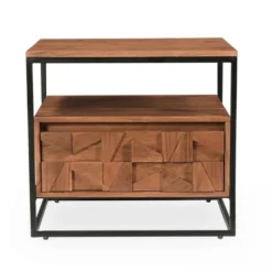 Oviala Tables De Chevet Table De Chevet En Acacia Massif -SURMATELAS Soldes table de chevet en acacia massif 3