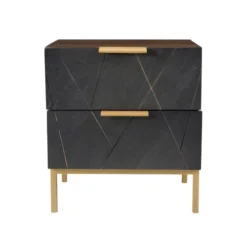 Rendez Vous Déco Tables De Chevet Table De Chevet En Ardoise, Métal Et Bois, 2 Tiroirs