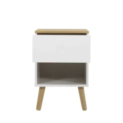 Tenzo Tables De Chevet Table De Chevet En Bois 1 Tiroir Blanc -SURMATELAS Soldes table de chevet en bois 1 tiroir blanc 4