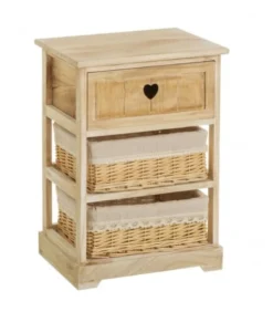 Wadiga Tables De Chevet Table De Chevet En Bois 1 Tiroir Et 2 Paniers H58cm
