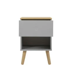 Tenzo Tables De Chevet Table De Chevet En Bois 1 Tiroir Gris Clair -SURMATELAS Soldes table de chevet en bois 1 tiroir gris clair 4