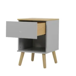 Tenzo Tables De Chevet Table De Chevet En Bois 1 Tiroir Gris Clair -SURMATELAS Soldes table de chevet en bois 1 tiroir gris clair 5