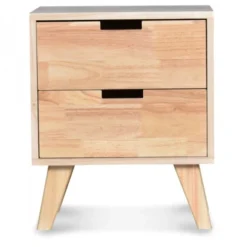 Wadiga Tables De Chevet Table De Chevet En Bois 2 Tiroirs H48cm -SURMATELAS Soldes table de chevet en bois 2 tiroirs h48cm 3