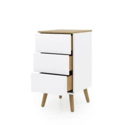 Tenzo Tables De Chevet Table De Chevet En Bois 3 Tiroirs Blanc -SURMATELAS Soldes table de chevet en bois 3 tiroirs blanc 3
