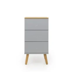 Tenzo Tables De Chevet Table De Chevet En Bois 3 Tiroirs Gris Clair