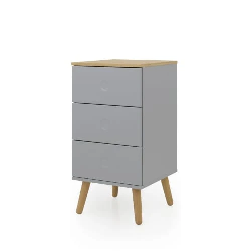 Tenzo Tables De Chevet Table De Chevet En Bois 3 Tiroirs Gris Clair 5 Tenzo Tables De Chevet Table De Chevet En Bois 3 Tiroirs Gris Clair – Image 3