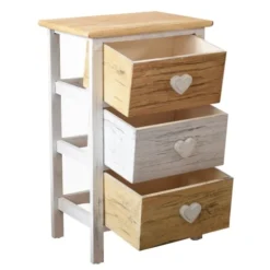 Mobili Rebecca Tables De Chevet Table De Chevet En Bois à 3 Tiroirs Marron Et Beige -SURMATELAS Soldes table de chevet en bois a 3 tiroirs marron et beige 1