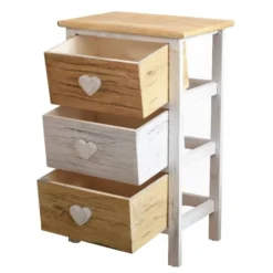 Mobili Rebecca Tables De Chevet Table De Chevet En Bois à 3 Tiroirs Marron Et Beige -SURMATELAS Soldes table de chevet en bois a 3 tiroirs marron et beige 4